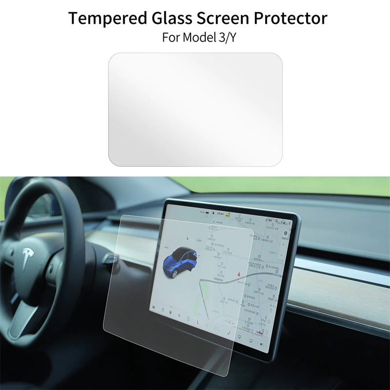 Tempered Glass Screen Protector designed for Tesla Model 3 / Y Dashboard Touchscreen - Anti Fingerprint