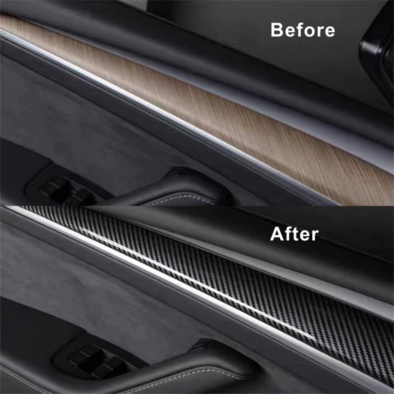 Real Carbon Fiber Front Door Trim Covers For Tesla Model 3&Y