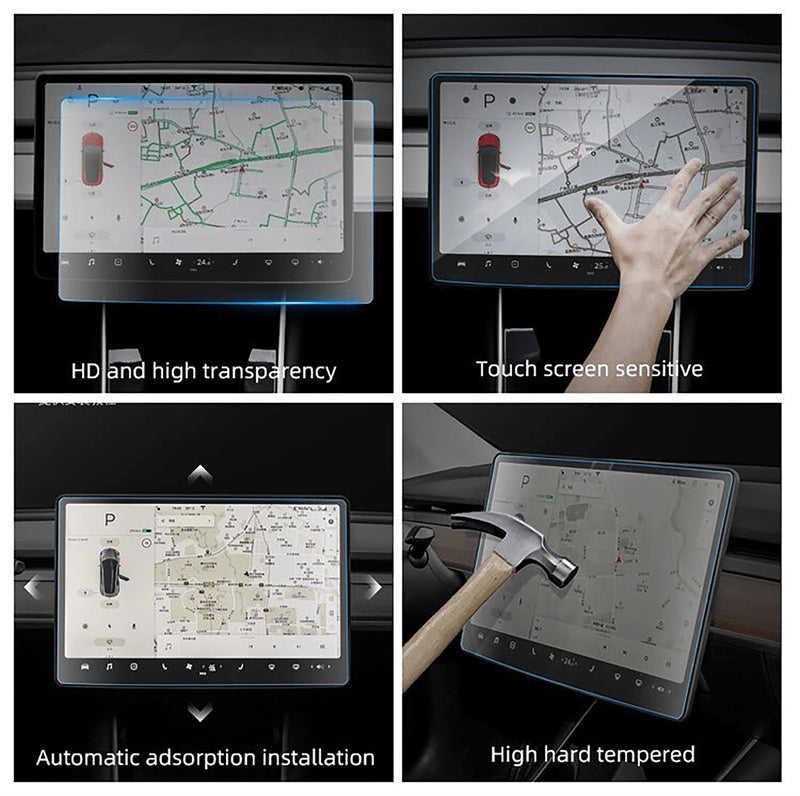 Tempered Glass Screen Protector designed for Tesla Model 3 / Y Dashboard Touchscreen - Anti Fingerprint