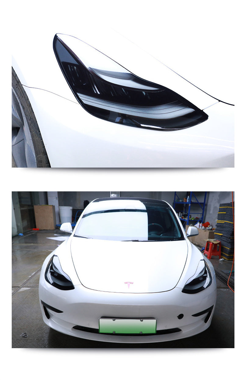 Tesla Model 3&Y Headlight Smoked Black Protective Film