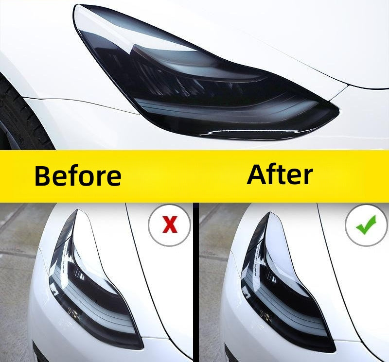 Tesla Model 3&Y Headlight Smoked Black Protective Film