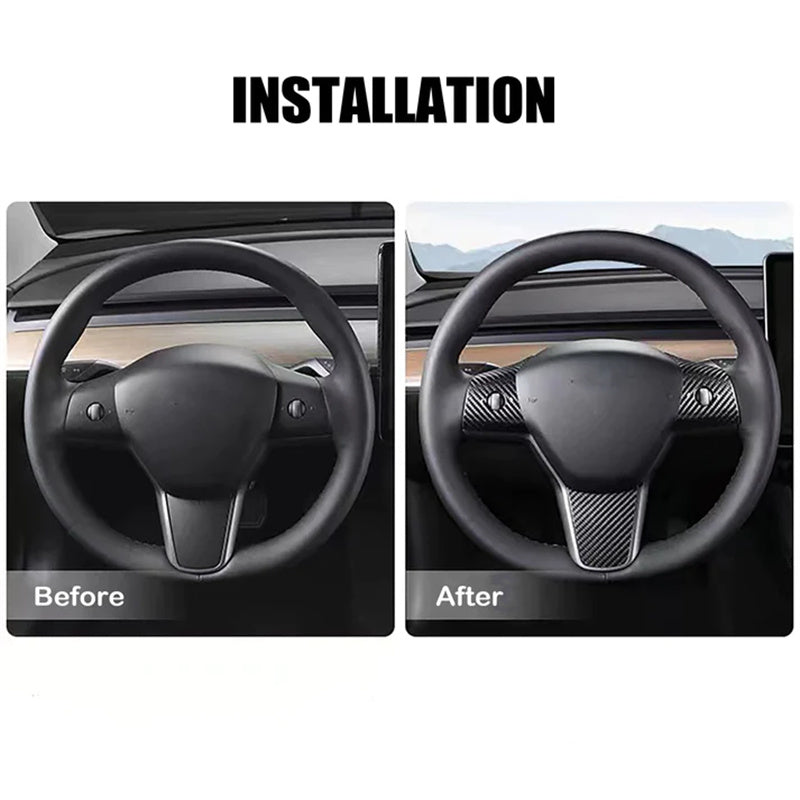 Tesla Model 3 Model Y Steering Wheel Cover Carbon Fiber