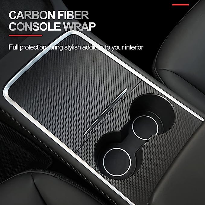 Carbon Fiber Center Console Cover Wrap (Glossy Black)