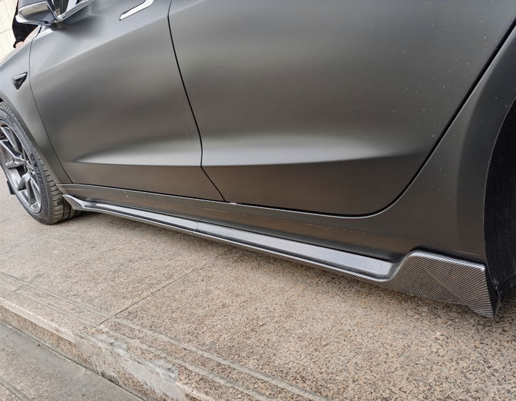 Model Y Side Skirts ABS Plastic 4 Piece Kit (Glossy Carbon Fiber)