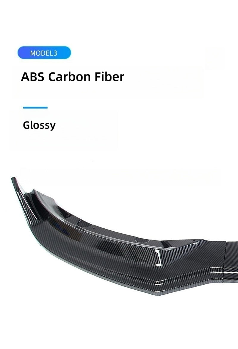 Model 3 Front Lip Spoiler (3 Piece) Glossy Black