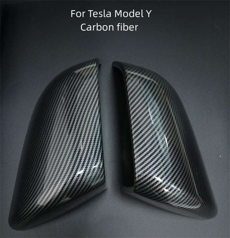 Mirror Covers For Tesla Model Y (2 PCS Glossy Black) Carbon Fiber