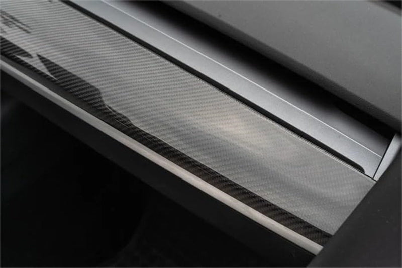 Carbon Fiber Dashboard Cover for Tesla Model 3 / Y ABS Plastic Glossy Black