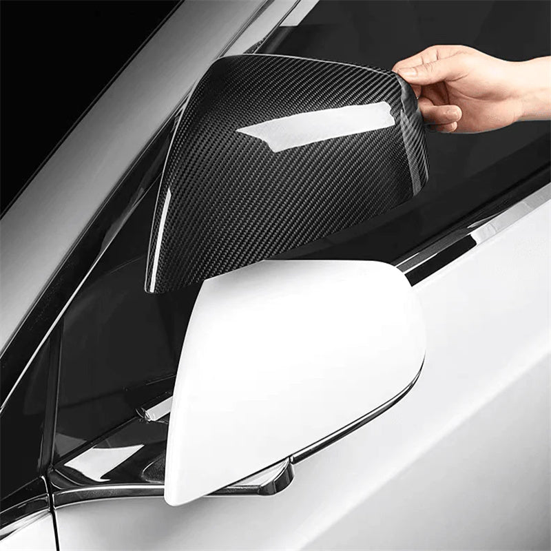 Mirror Covers For Tesla Model 3 (2 PCS Glossy Black) Carbon Fiber