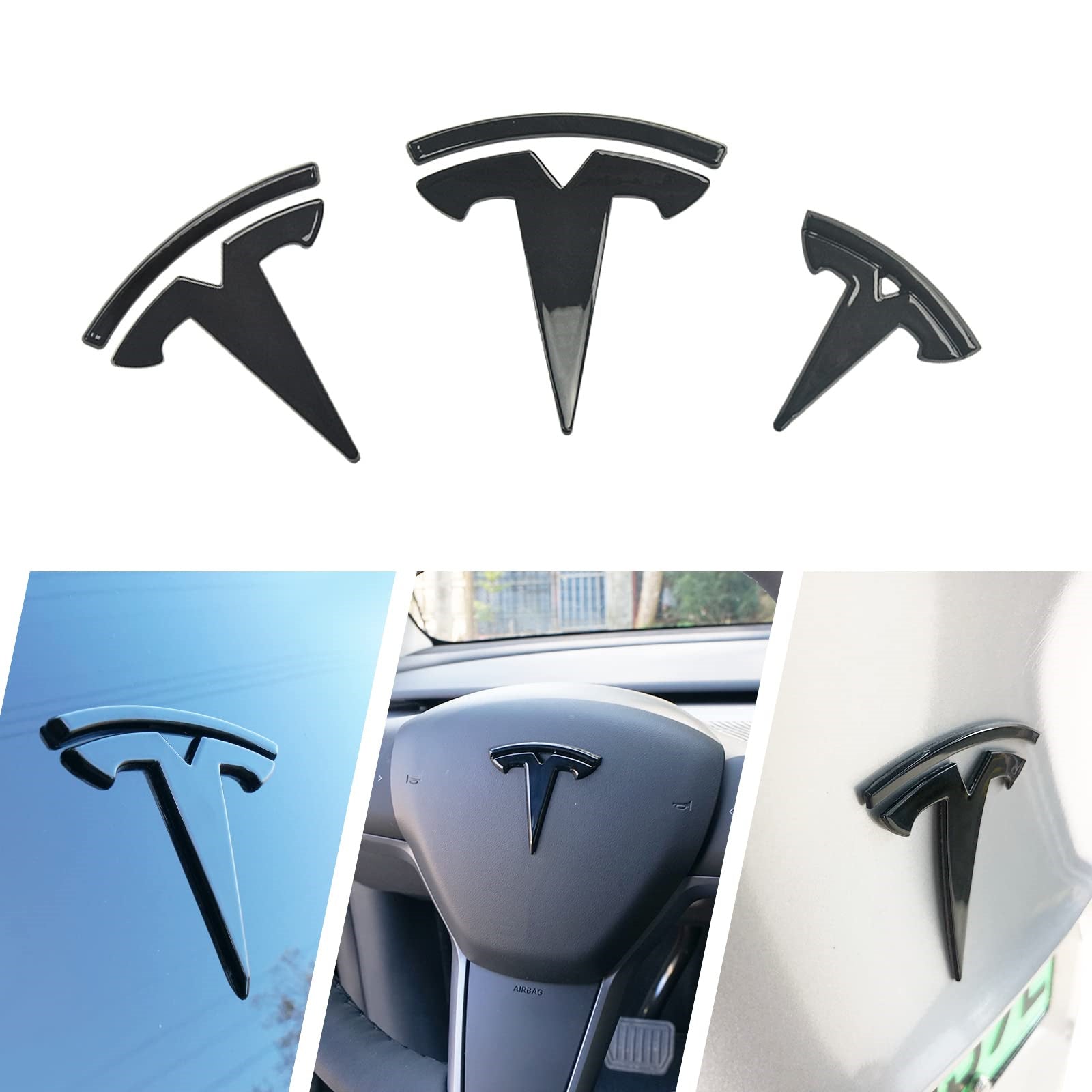 Model 3&Y ABS Plastic T Logo Caps (3 pieces)